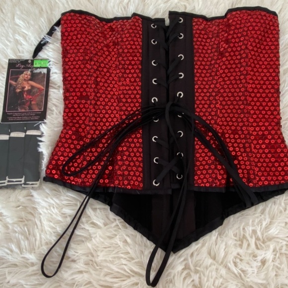 Leg Avenue Red Sequin Corset and tulle skirt - Picture 2 of 6
